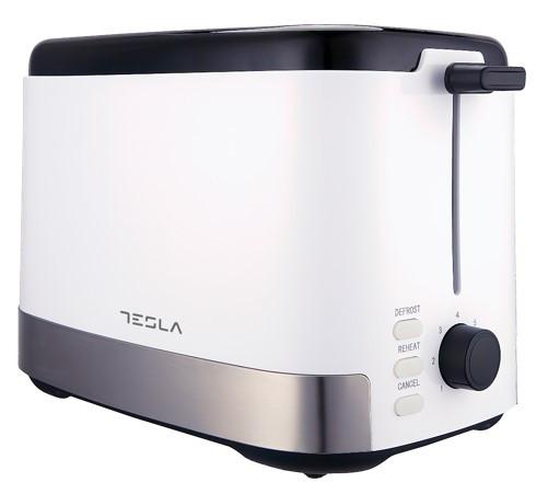 Prajitor de paine Tesla NM/TS300BWX, 800W, decongelare, 7 nivele de rumenire, tava firmituri, Alb